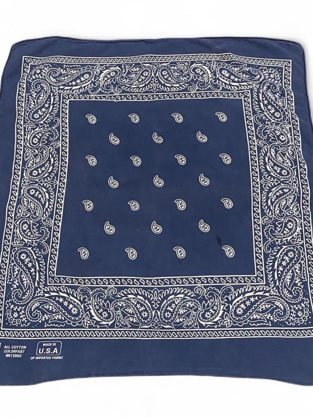 Vintage all cotton colour fast blue and white paisley bandana
